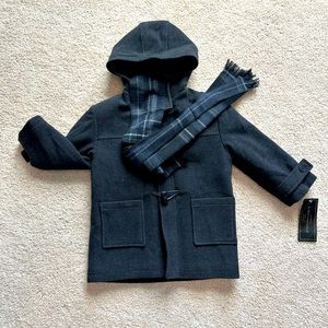Rothschild black wool coat with scarf
